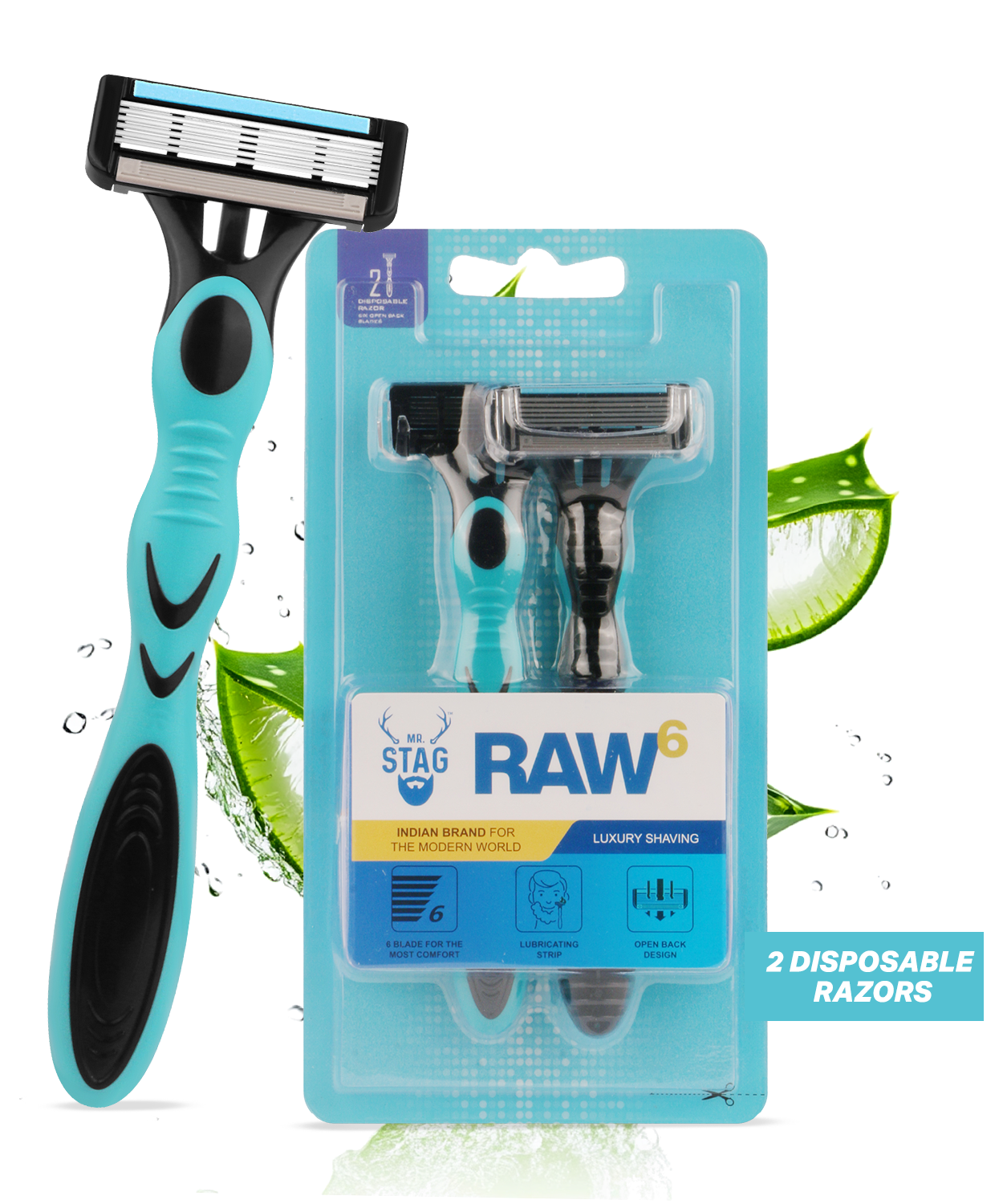 Mr. Stag Raw6 Sweden Stainless Steel 6 Blade Disposable Razor (Pack of 3)